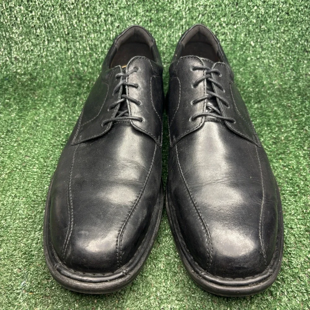 Clarks Kempton Run Leather Comfort Professional Oxford Black Mens Size 11.5 Wide